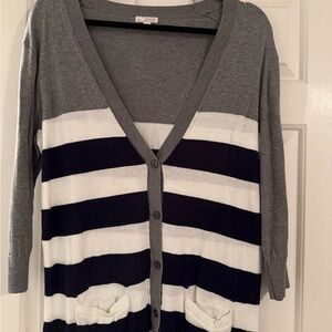 GAP Navy and White Striped Cardigan